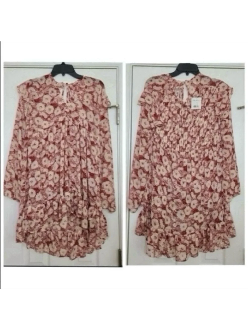 Free people these dreams floral long sleeve boho festival ruffle feminine dress